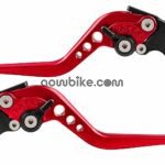 AOWBIKES 6 Position Adjustable Brake & Clutch Lever Set for Yamaha FZ & Fazer – Red