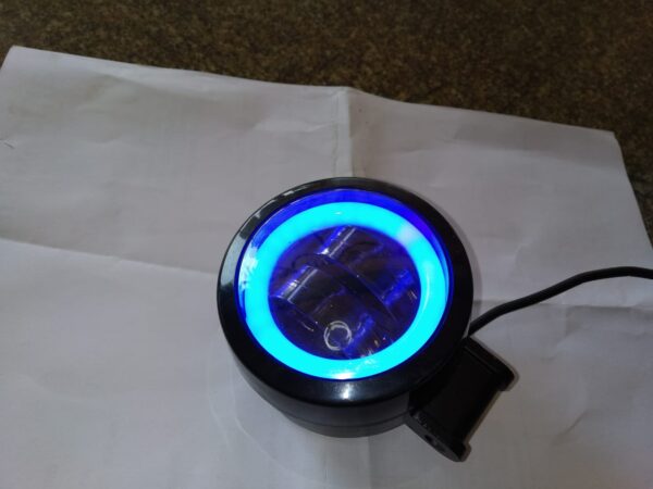 AOWBIKES 3 Inch Round White Fog Light with Blue Halo Angel Eye Ring - Image 3