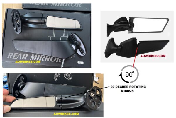 Wing Mirror For Yamaha R15 V3,V4, GIXXER, CBR 250 ( WITH 90* ROTATION)