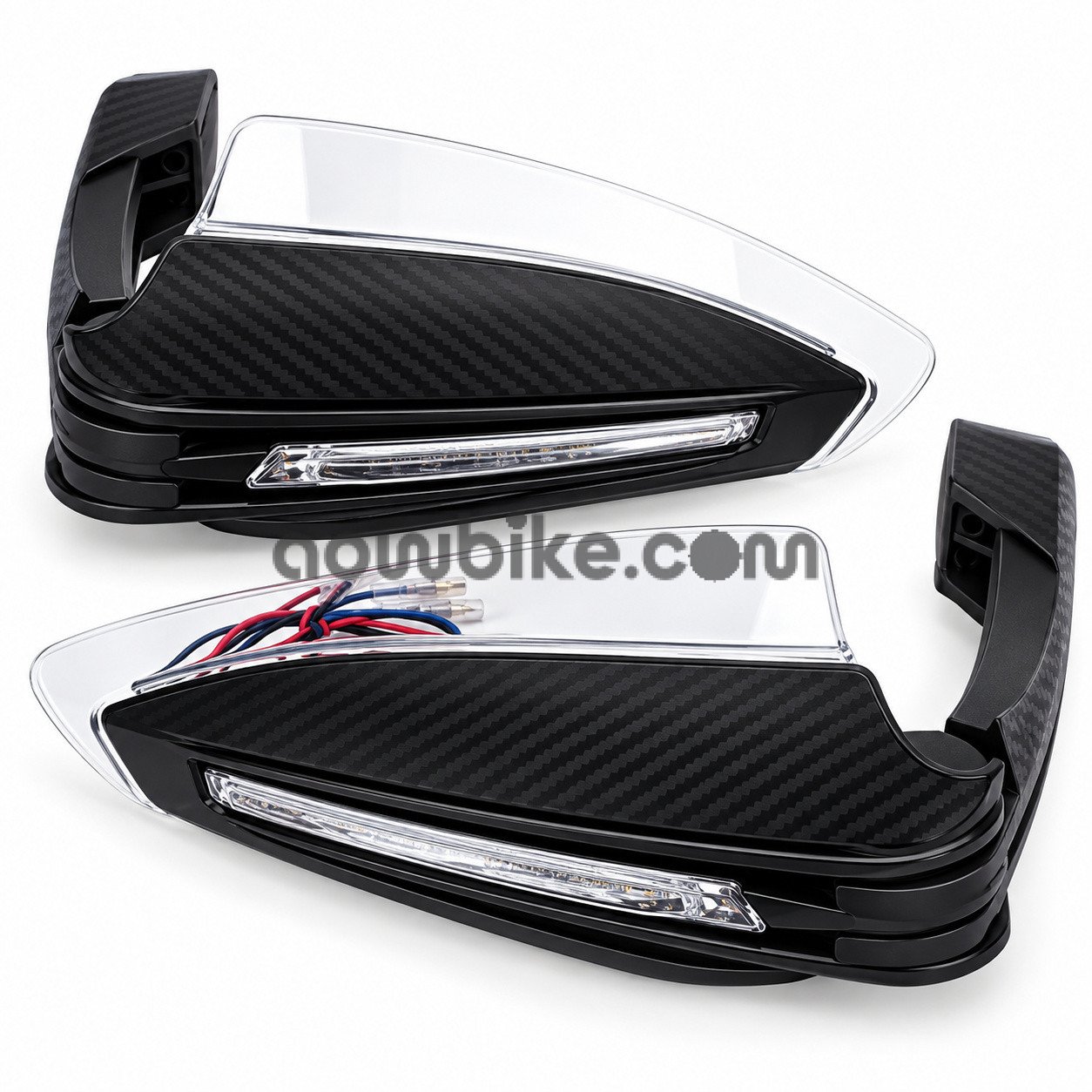 AOWBIKES Motorcycle Handguards with LED Light, Folding Type ( BLACK)