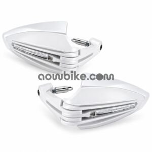 AOWBIKES Motorcycle Handguards with LED Light, Folding Type ( WHITE)