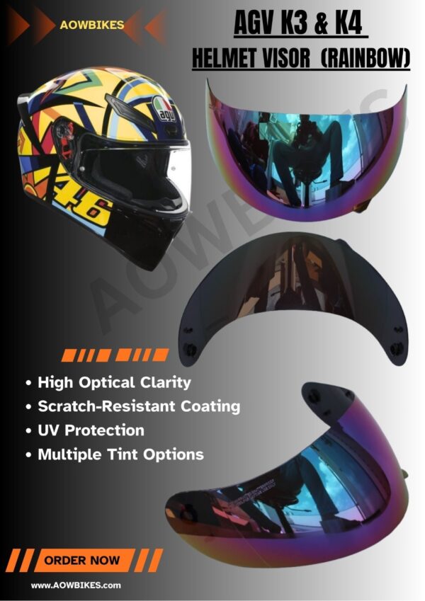 AGV K3/K4 Helmet Visor Glass - Rainbow - Image 3