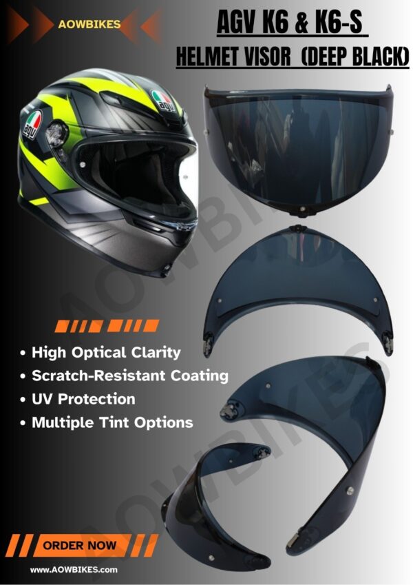 AGV K6/K6S Helmet Visor Glass - Deep Black - Image 5