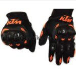 KTM Riding Gloves – Universal Size Full Finger Motorcycle Gloves (Black & Orange)