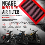 Ngage Hyper Flow Air Filter for Jawa Classic, Jawa 42 & Yezdi Roadster | High Performance Reusable Air Filter