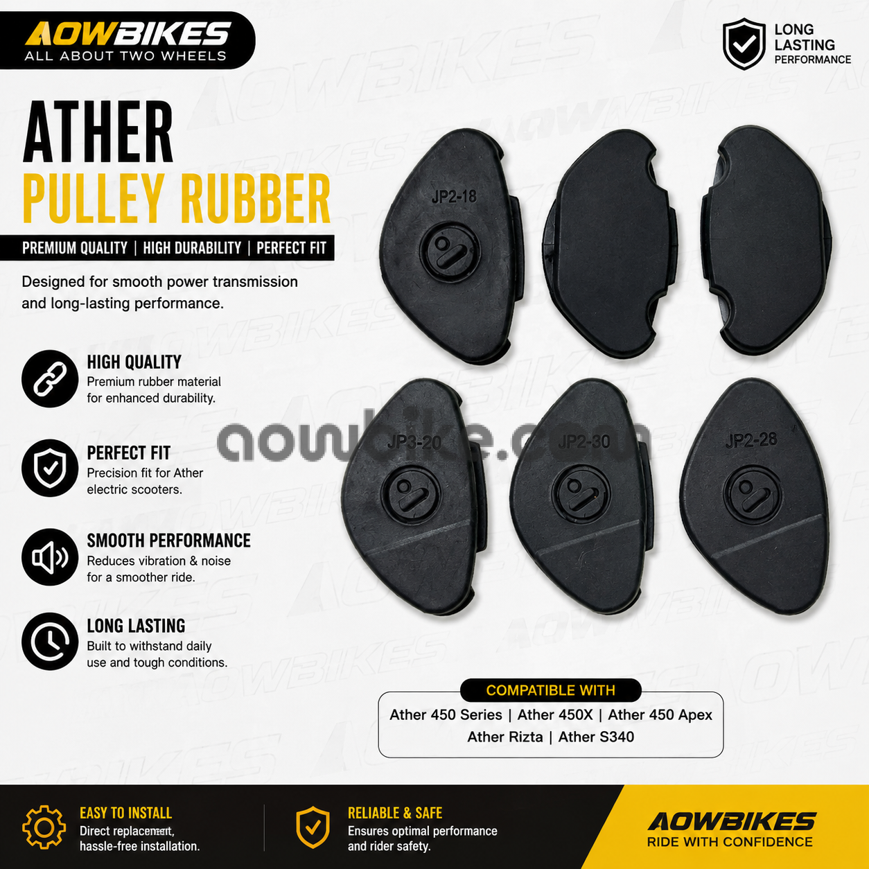 Ather Pulley Rubber Set | Ather 450, 450X, 450 Apex & Rizta Pulley Rubber | Drive Pulley Rubber