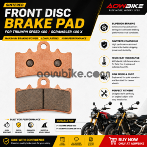 AOWBIKES Sintered Front Disc Brake Pads for Triumph Speed 400 / Scrambler 400 X | High Performance Brake Pads