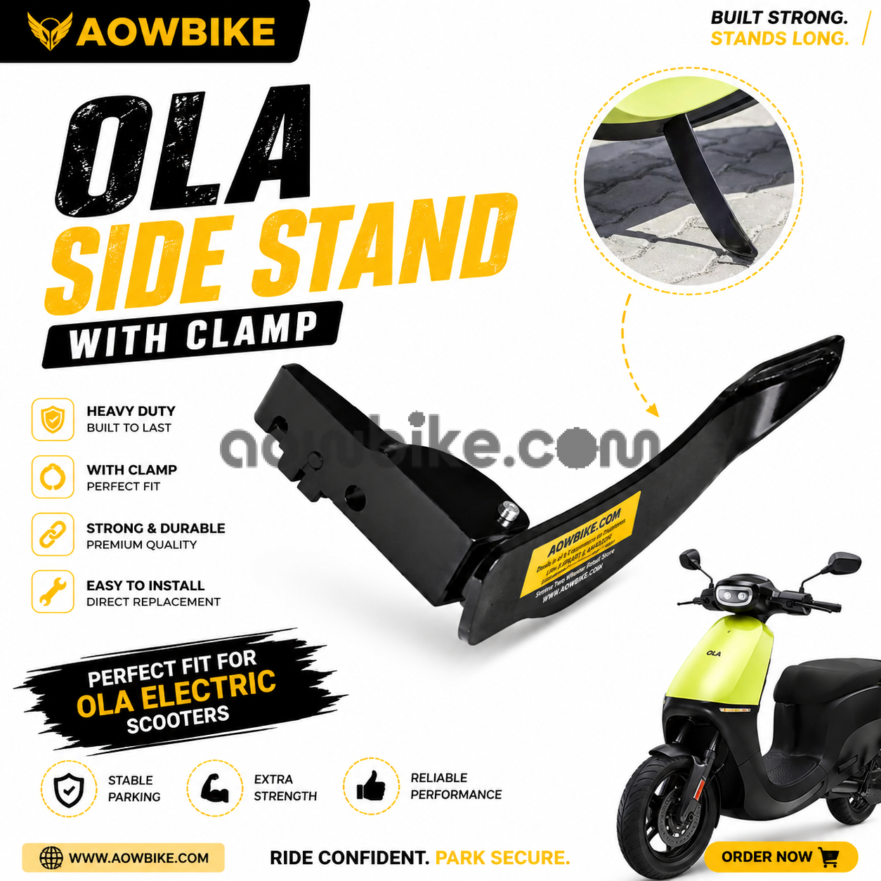 Ola Electric Scooter Side Stand with Clamp | Heavy Duty Parking Stand - Image 2